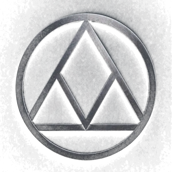 Metacog: a triangle and inverted apex within a circle.